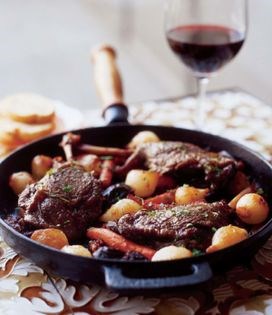 Ragout of duck legs with white onions and prunes (Ragoût de cuisses de caneton aux petits oignons et aux pruneaux)