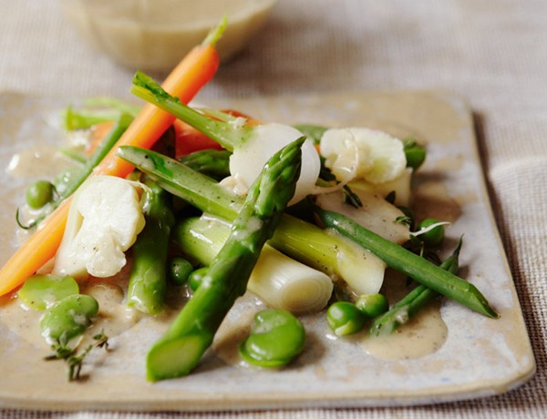 Ragoût of summer vegetables with vanilla beurre blanc