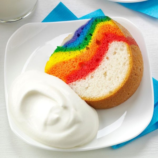 Rainbow cake with clouds