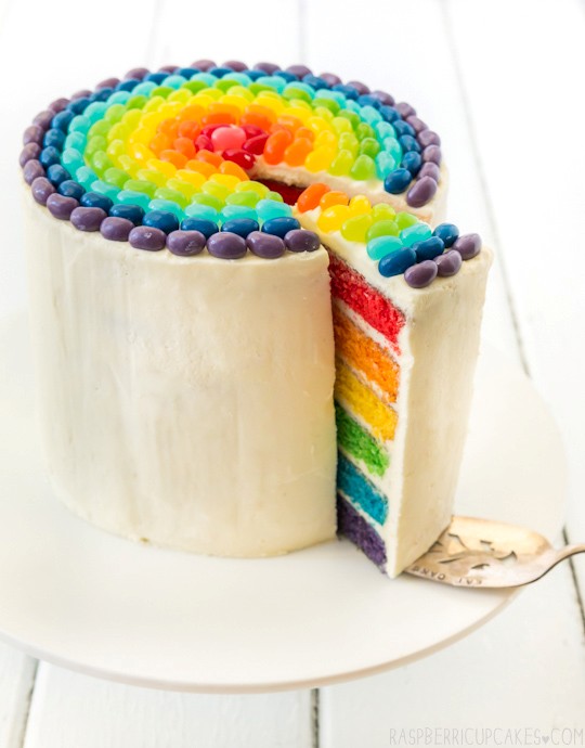 Rainbow cake with jelly beans