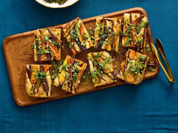 Rainbow carrot focaccia