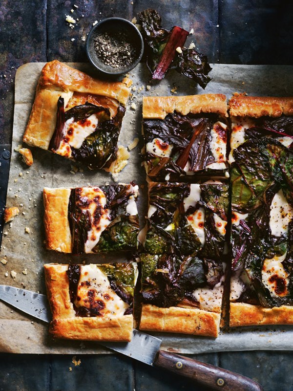 Rainbow chard, fennel and cheese tart