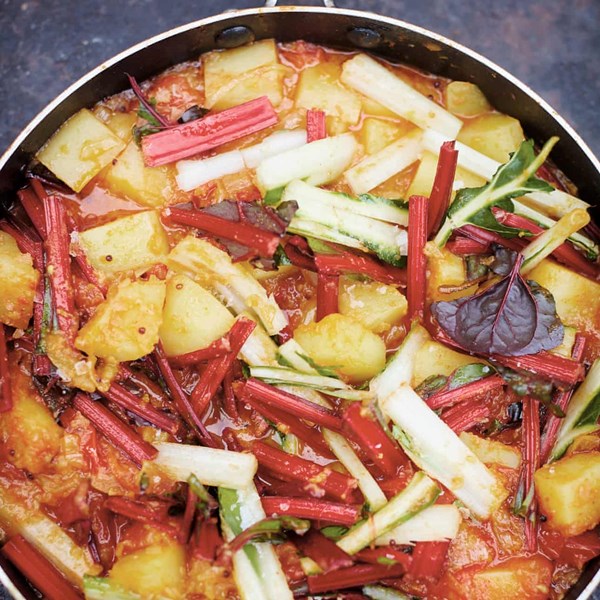 Rainbow chard saag aloo