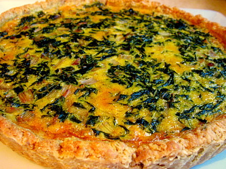 Rainbow chard tart in a chestnut crust
