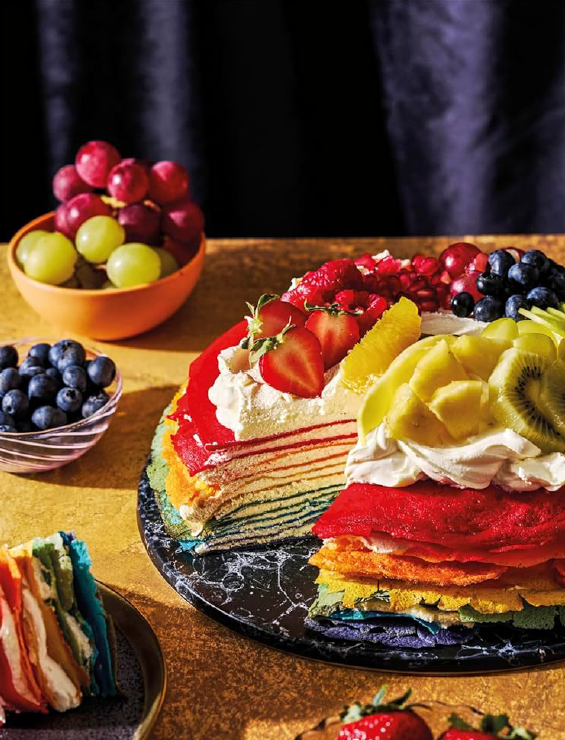 Rainbow crêpe cake