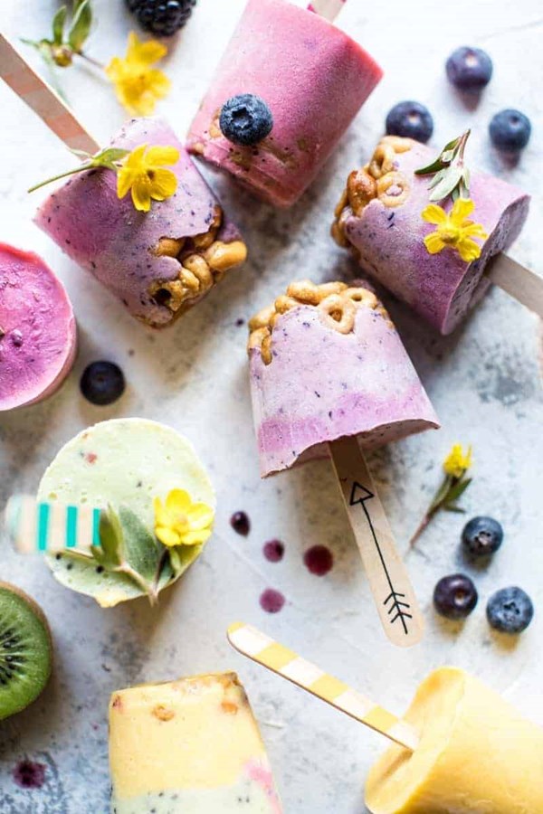Rainbow frozen yogurt pops