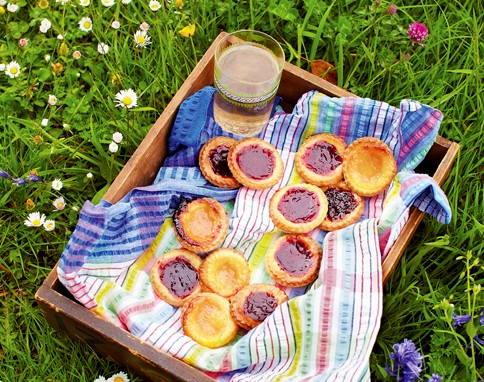 Rainbow jam tarts