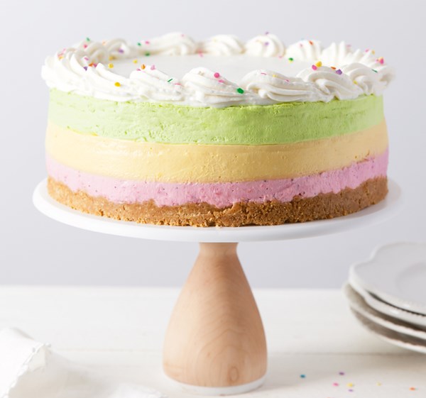Rainbow no-bake cheesecake