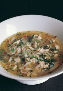 Rainbow pepper chicken noodle soup
