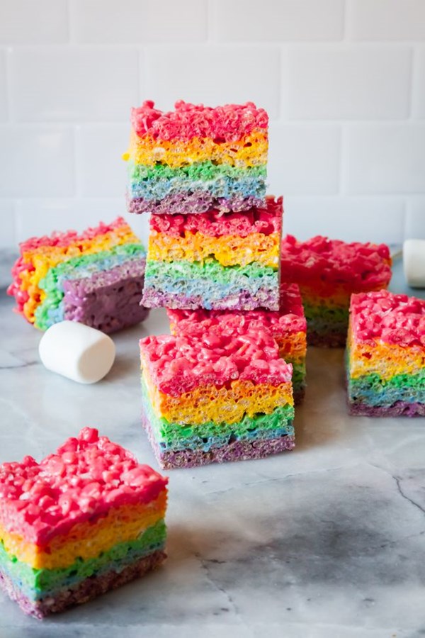 Rainbow Rice Krispie treats