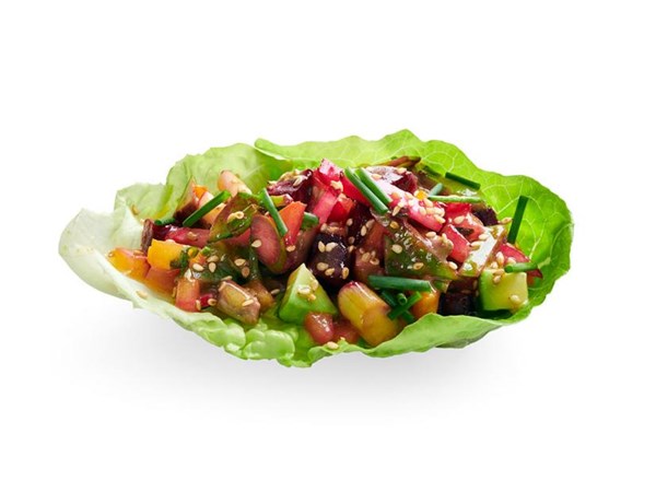 Rainbow salad lettuce cups