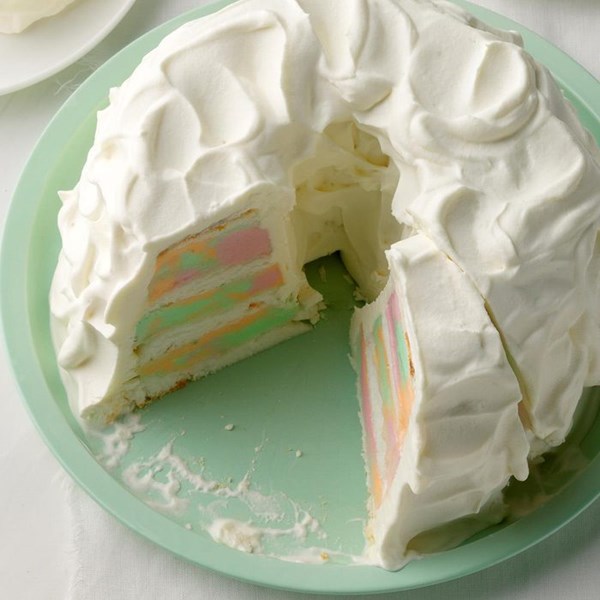 Rainbow sherbet angel food cake