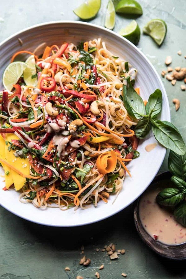 Rainbow Thai basil noodle salad with sesame vinaigrette