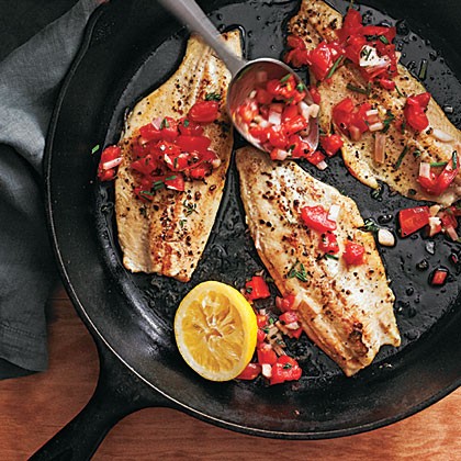 Rainbow trout with smoked tomato salsa
