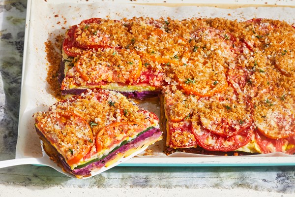 Rainbow vegetable gratin