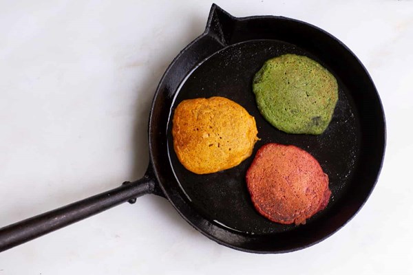 Rainbow vegetable pancakes