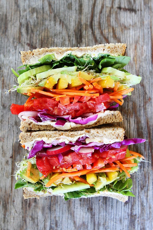 Rainbow vegetable sandwich