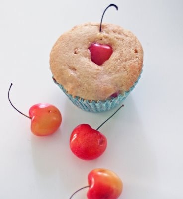 Rainier cherry gingered sour cream muffins