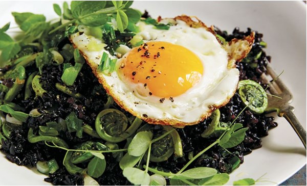 Ramp and fiddlehead fried rice