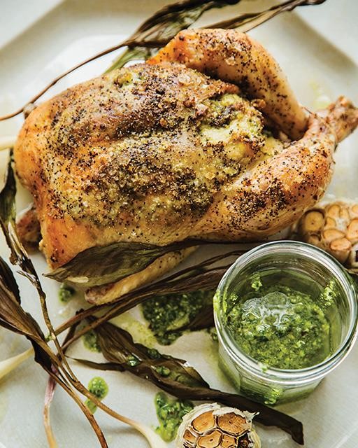 Ramp filled roasted chicken