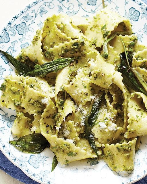 Ramp pappardelle with ramp pesto