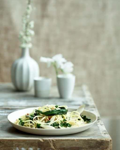 Ramps and chile pasta