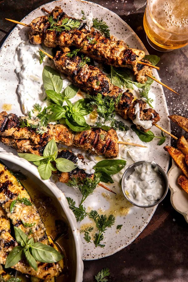 Ranch chicken tzatziki with garlic Parmesan zucchini
