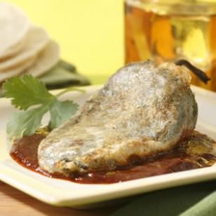 Ranch chiles rellenos with ancho chile salsa