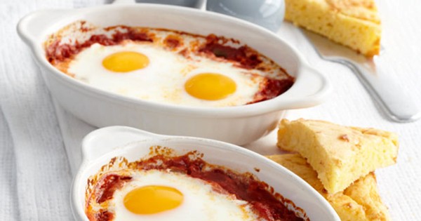 Ranch eggs with quick cornbread