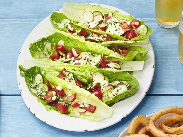 Ranch salad boats with bacon