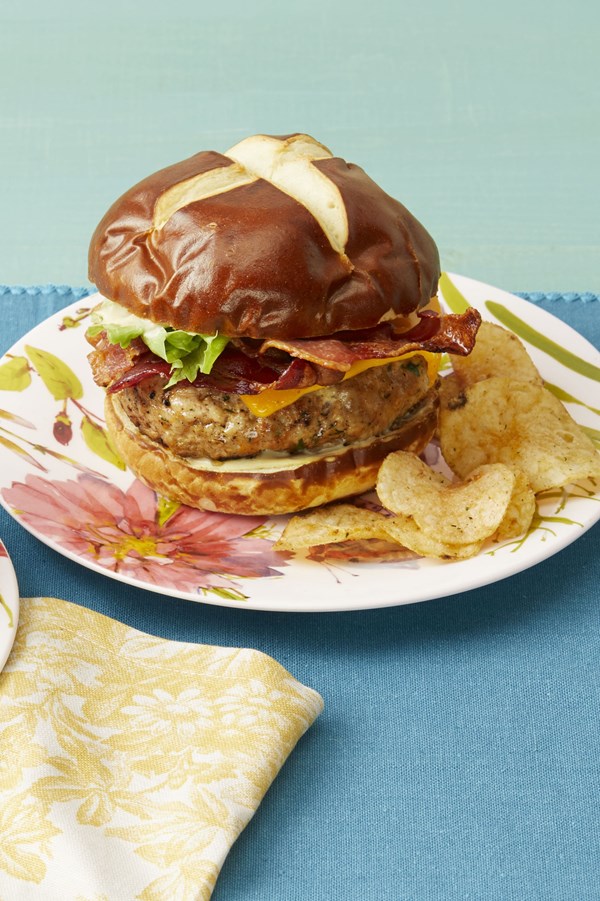 Ranch turkey burgers with bacon and cheddar