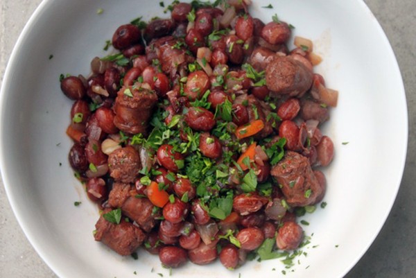 Rancho Gordo's Good Mother Stallard Beans with lamb sausage