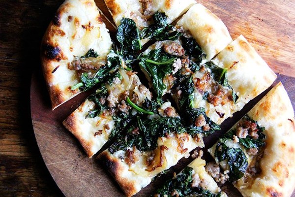 Rapini & sausage pizza