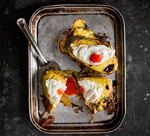 Rarebit toasties with sticky Marmite onions