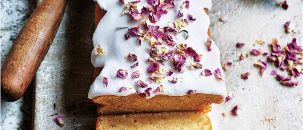 Ras el hanout and buttermilk sweet loaf cake with rose icing