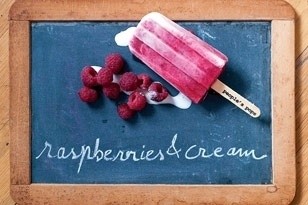 Raspberries and cream ice pops