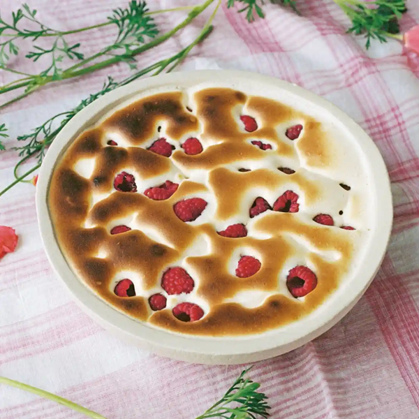 Raspberries baked in muscat sabayon