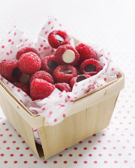 Raspberries with chocolate