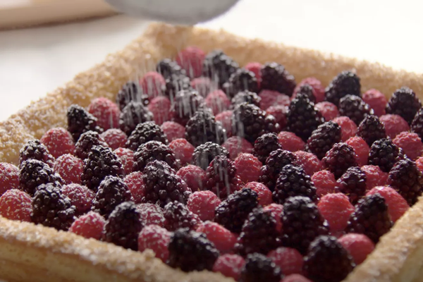 Raspberry & blackberry puff pastry tart