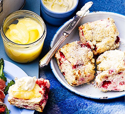 Raspberry & coconut scones