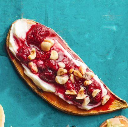 Raspberry & cream cheese sweet potato toast