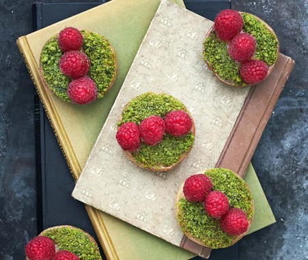 Raspberry & pistachio tarts