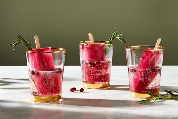  Raspberry & pomegranate sparkling ice pops