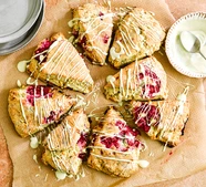 Raspberry & white chocolate scones