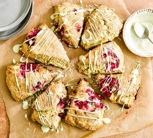 Raspberry & white chocolate scones