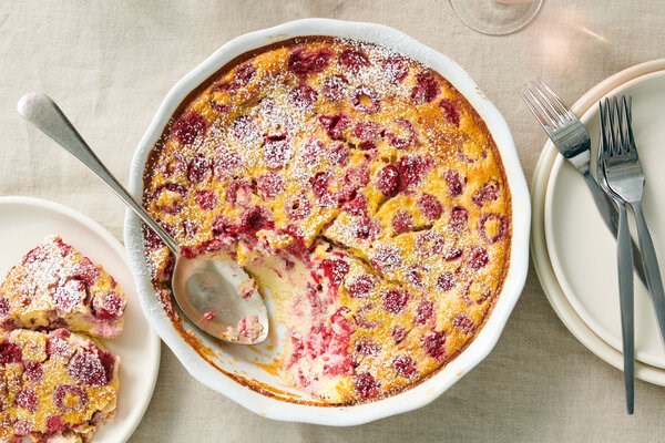 Raspberry-almond clafoutis