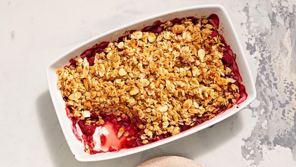 Raspberry-almond crisp