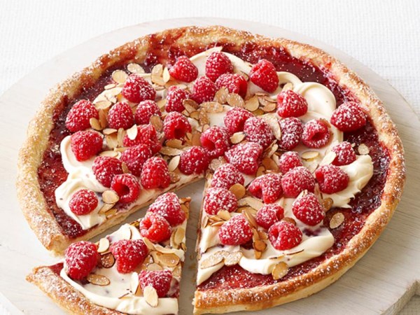 Raspberry-almond pizza