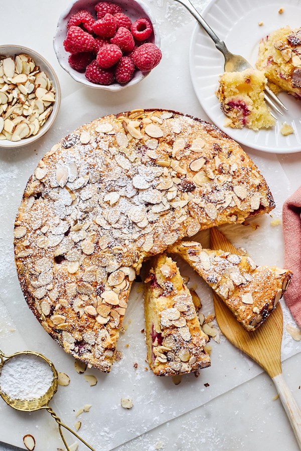 Raspberry almond ricotta cake