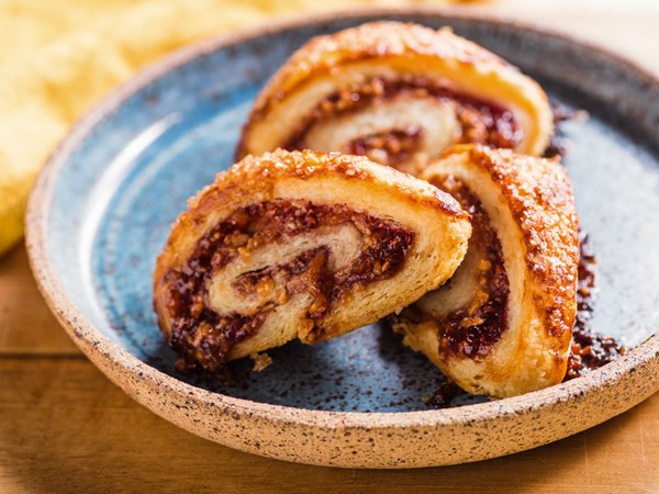 Raspberry-almond rugelach